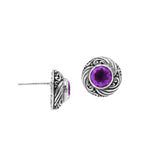 AE-6313-AM Sterling Silver Earring With Amethyst Q. Jewelry Bali Designs Inc